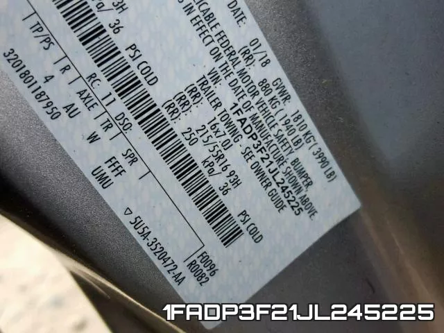 1FADP3F21JL245225 фото 2