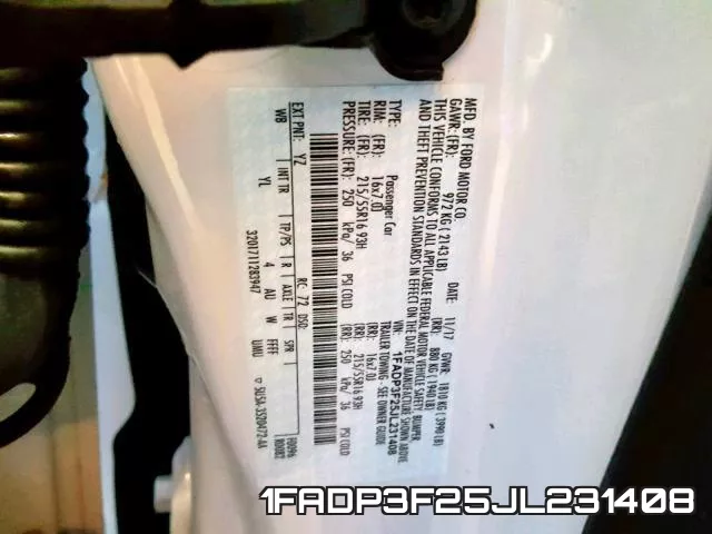 1FADP3F25JL231408 фото 2