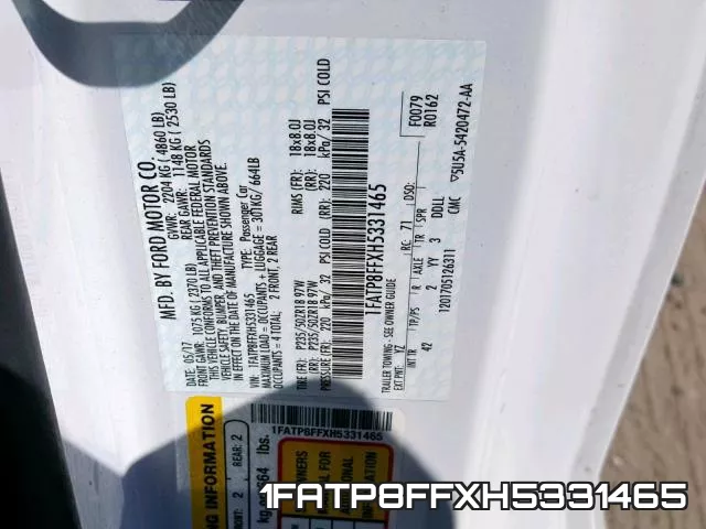 1FATP8FFXH5331465 фото 2