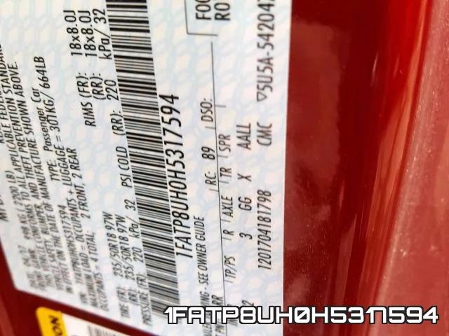 1FATP8UH0H5317594 фото 2
