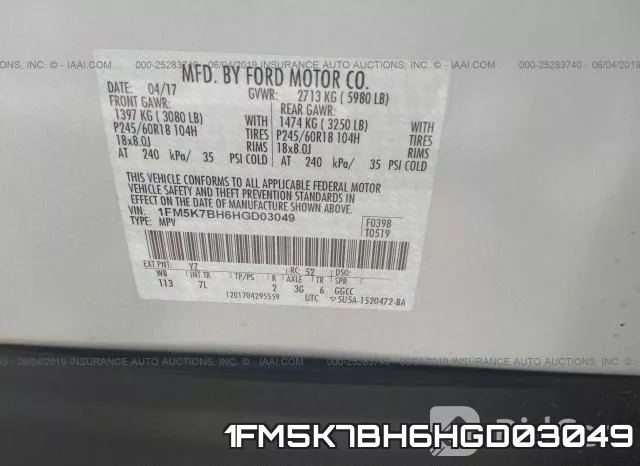 1FM5K7BH6HGD03049 фото 10