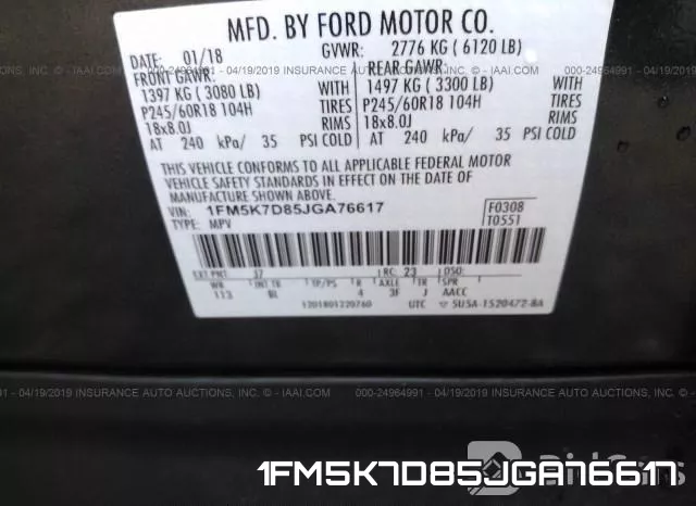 1FM5K7D85JGA76617 фото 10