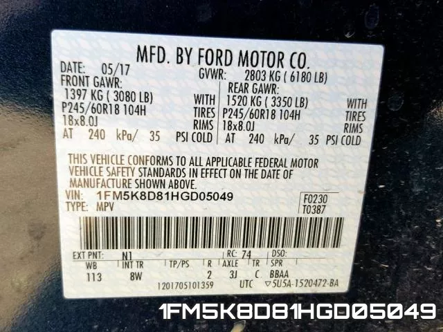 1FM5K8D81HGD05049 фото 2