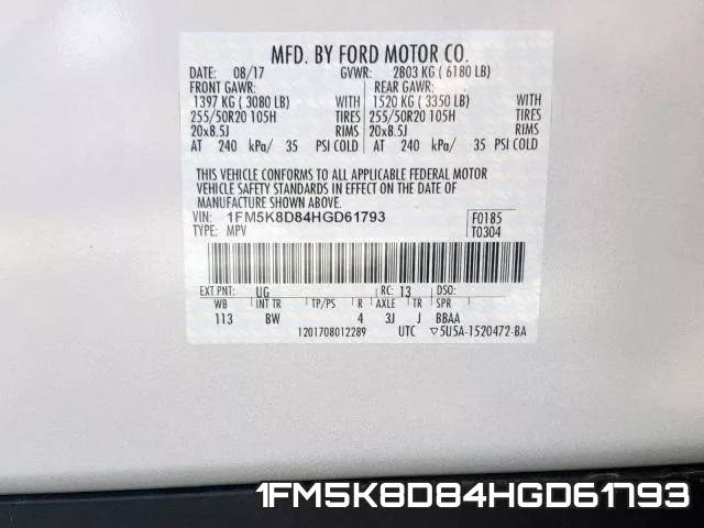 1FM5K8D84HGD61793 фото 2
