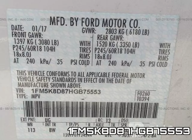 1FM5K8D87HGB75553 фото 10