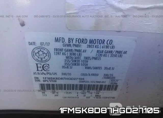 1FM5K8D87HGD27105 фото 10