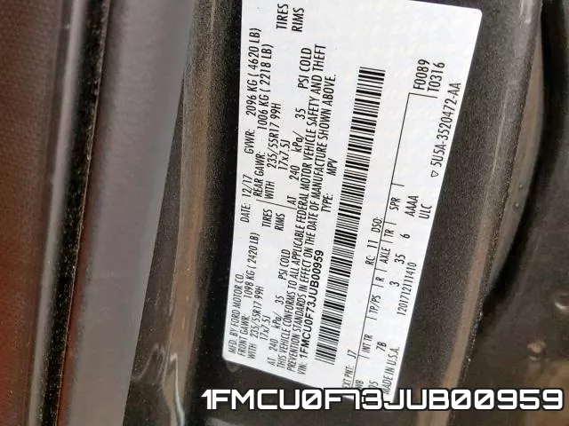 1FMCU0F73JUB00959 фото 2