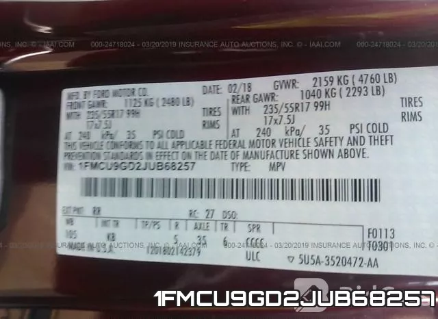 1FMCU9GD2JUB68257 фото 10