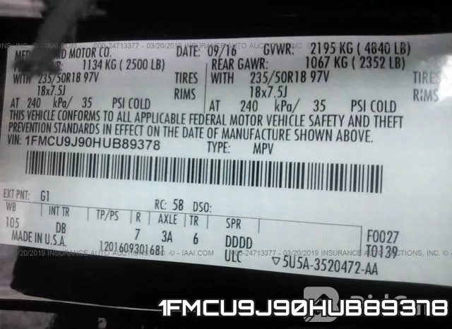 1FMCU9J90HUB89378 фото 10