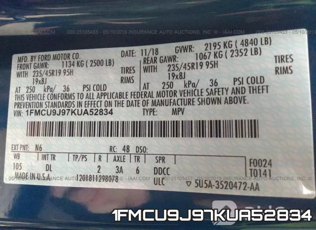 1FMCU9J97KUA52834 фото 10