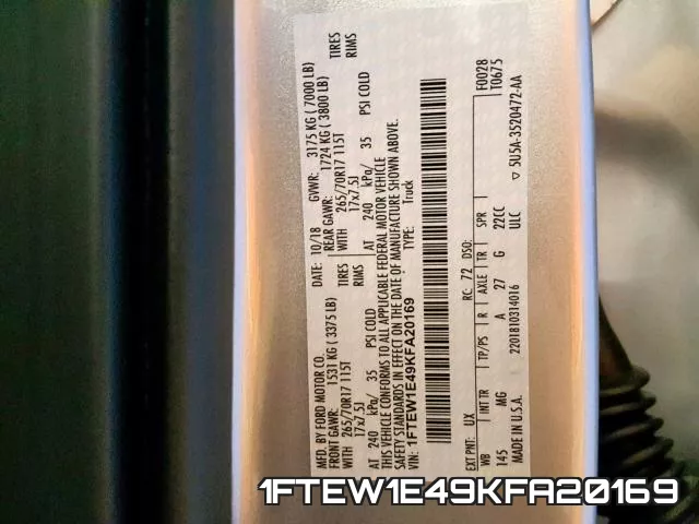 1FTEW1E49KFA20169 фото 2