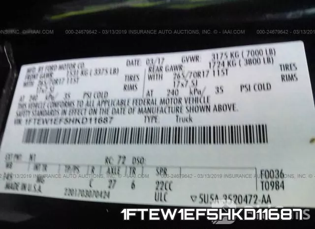 1FTEW1EF5HKD11687 фото 10