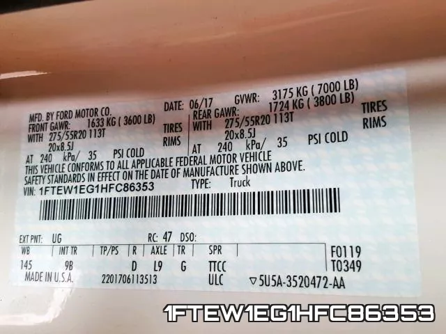 1FTEW1EG1HFC86353 фото 2