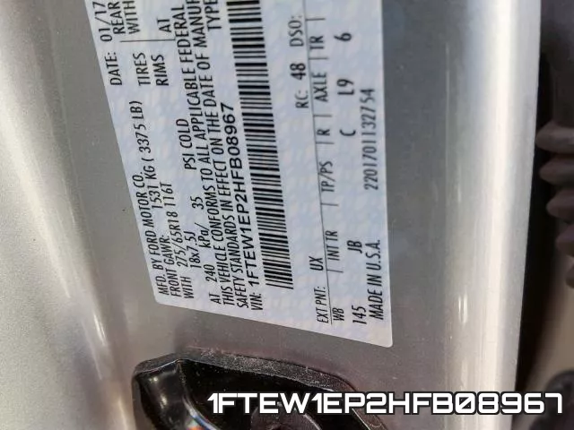 1FTEW1EP2HFB08967 фото 2
