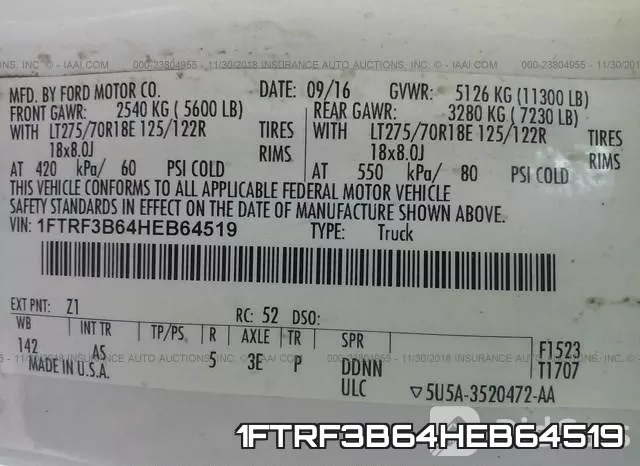 1FTRF3B64HEB64519 фото 10