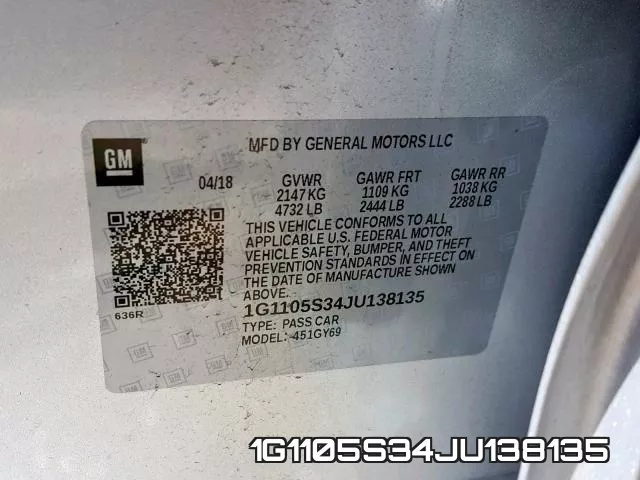 1G1105S34JU138135 фото 2