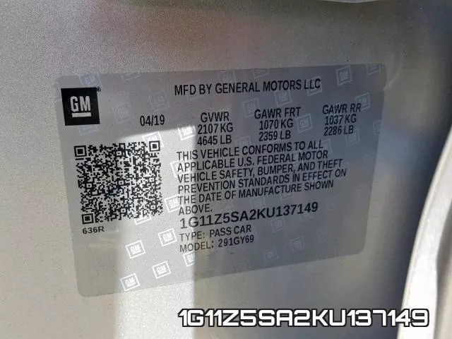1G11Z5SA2KU137149 фото 2