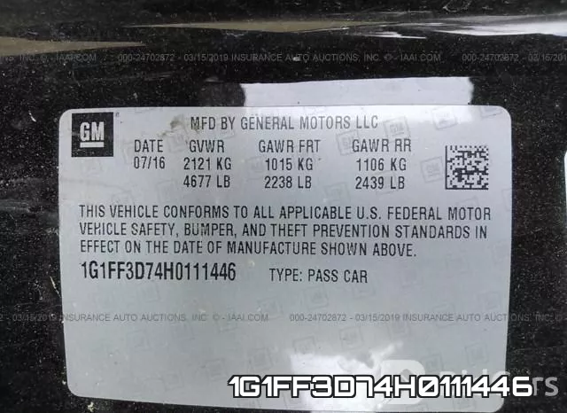 1G1FF3D74H0111446 фото 10