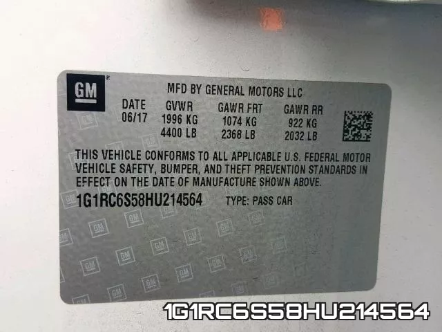 1G1RC6S58HU214564 фото 2