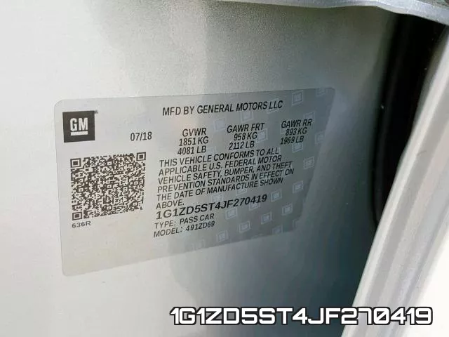 1G1ZD5ST4JF270419 фото 2