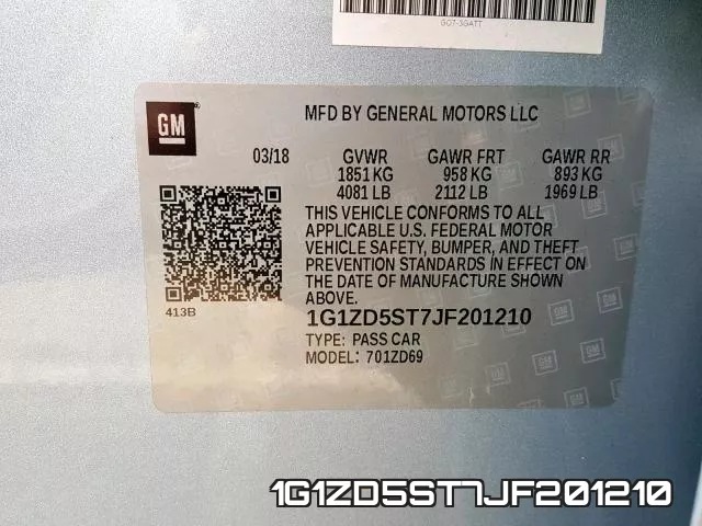1G1ZD5ST7JF201210 фото 2