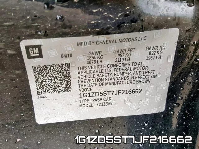 1G1ZD5ST7JF216662 фото 2