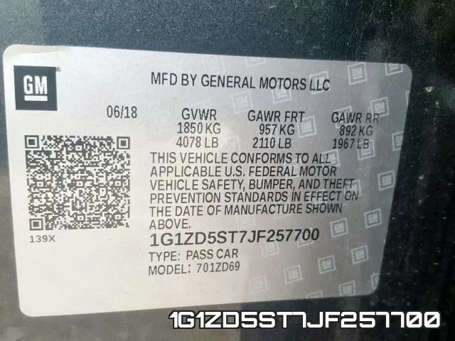 1G1ZD5ST7JF257700 фото 2
