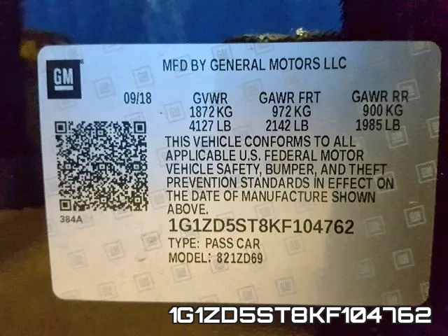 1G1ZD5ST8KF104762 фото 2