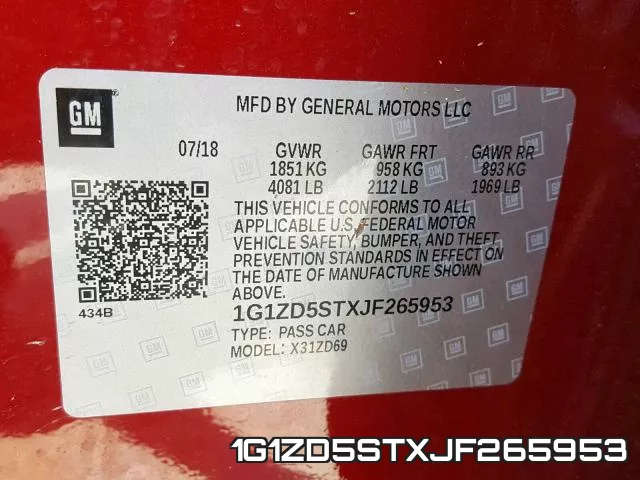 1G1ZD5STXJF265953 фото 2