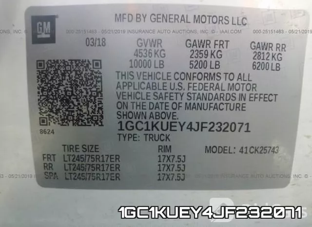 1GC1KUEY4JF232071 фото 10