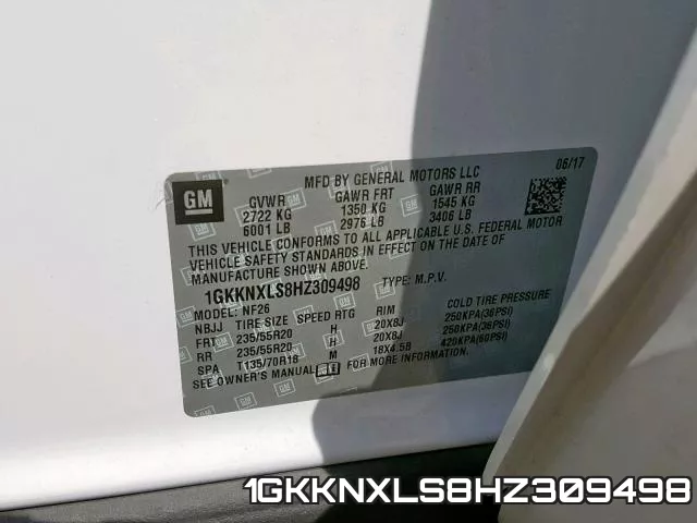 1GKKNXLS8HZ309498 фото 2