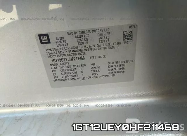 1GT12UEY0HF211468 фото 10