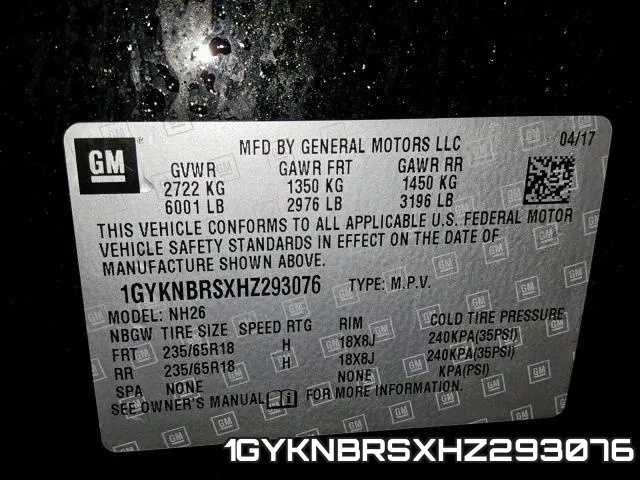 1GYKNBRSXHZ293076 фото 2
