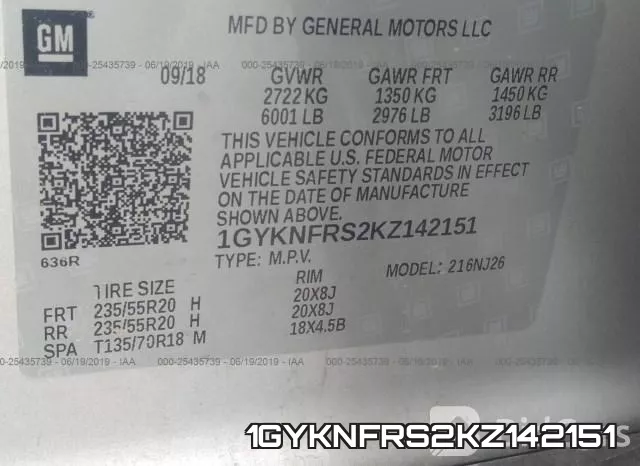 1GYKNFRS2KZ142151 фото 10