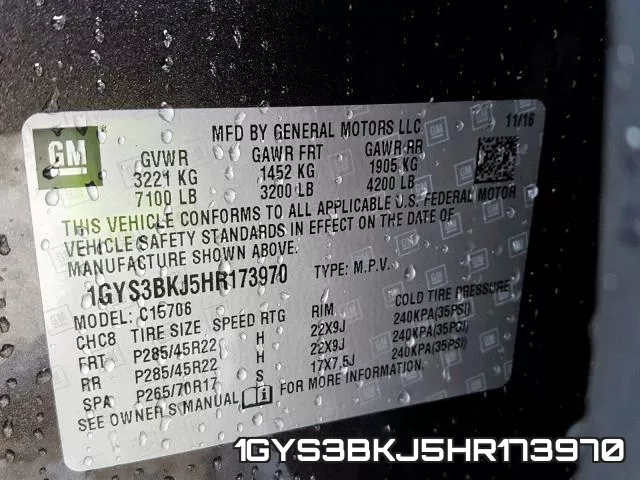 1GYS3BKJ5HR173970 фото 2
