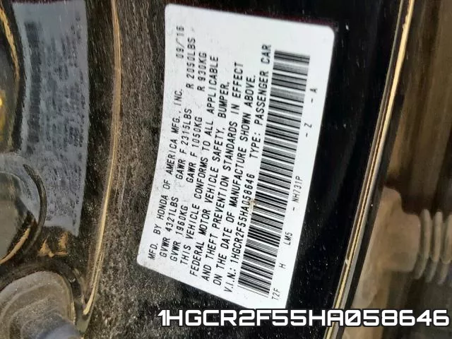 1HGCR2F55HA058646 фото 2