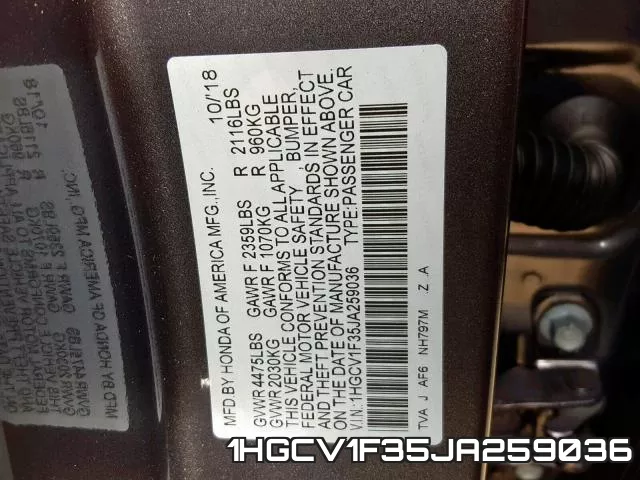 1HGCV1F35JA259036 фото 2