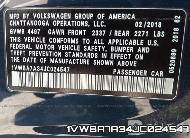 1VWBA7A34JC024547 фото 10