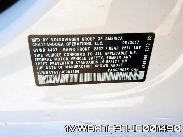 1VWBA7A37JC001490 фото 2