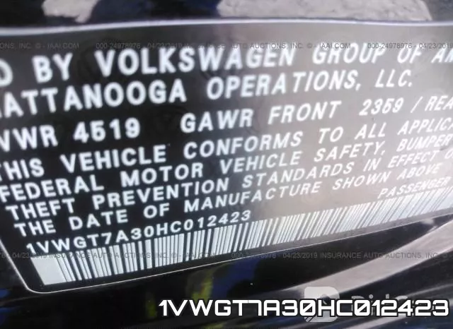 1VWGT7A30HC012423 фото 10