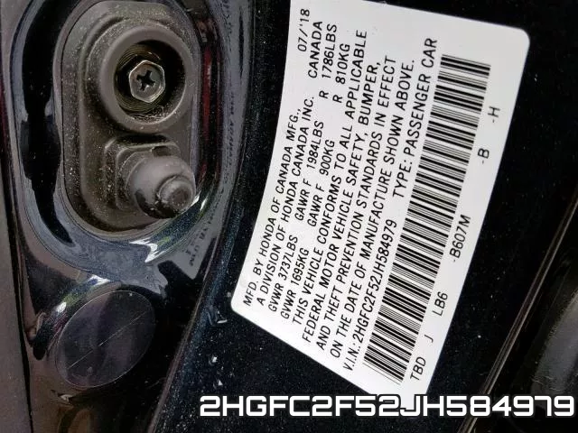 2HGFC2F52JH584979 фото 2