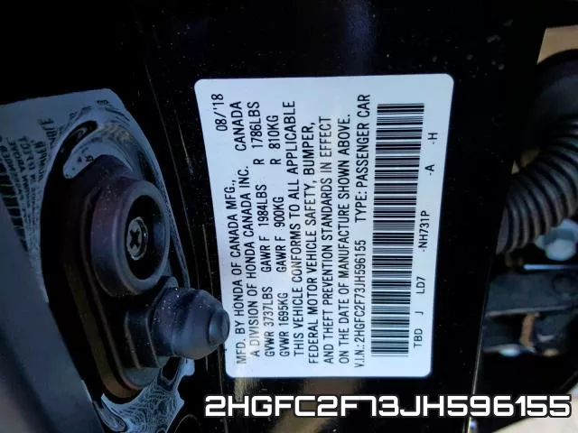 2HGFC2F73JH596155 фото 2