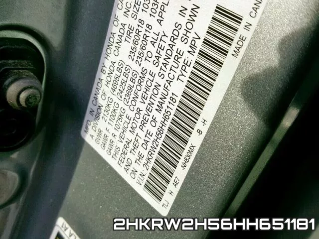 2HKRW2H56HH651181 фото 2