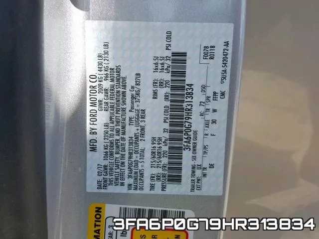 3FA6P0G79HR313834 фото 2