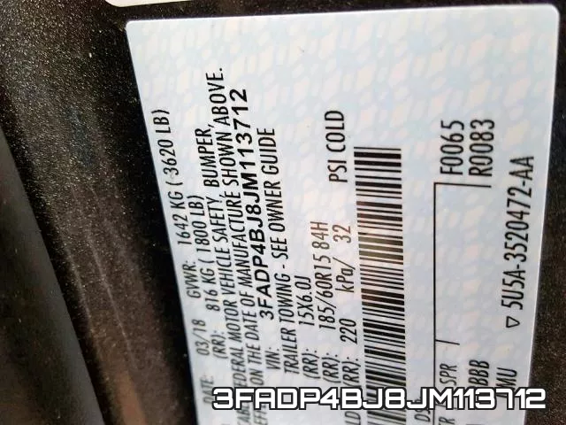 3FADP4BJ8JM113712 фото 2