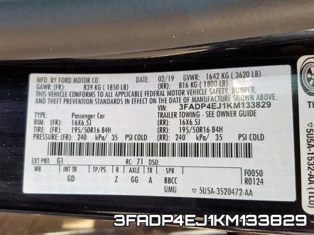 3FADP4EJ1KM133829 фото 2