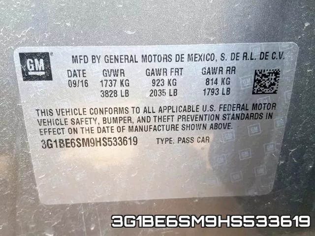 3G1BE6SM9HS533619 фото 2