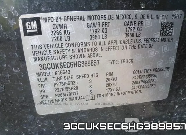 3GCUKSEC6HG389857 фото 10
