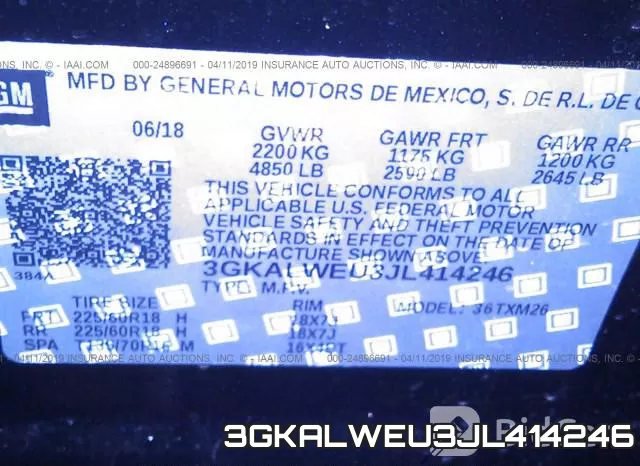3GKALWEU3JL414246 фото 10