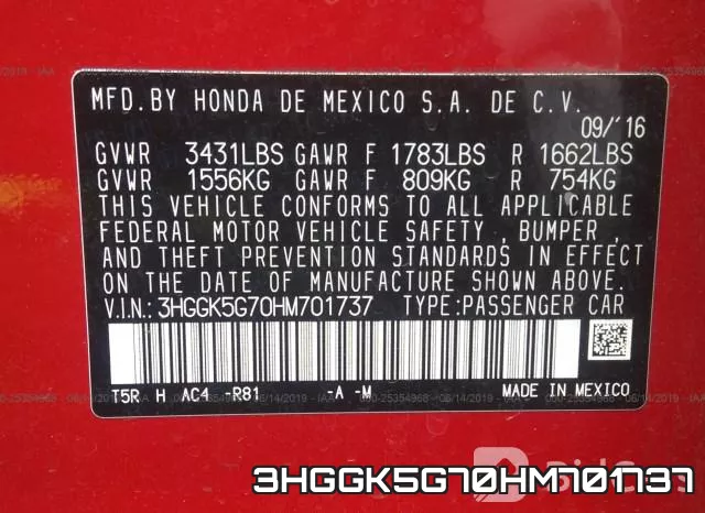 3HGGK5G70HM701737 фото 10